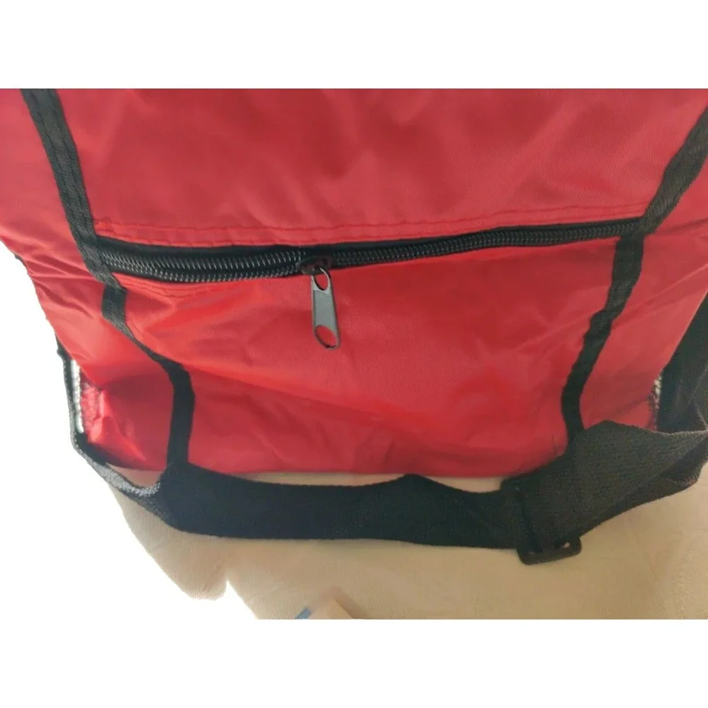soft insulated lunch bag -zip lid 1 pocket & 2 mesh pockets w strap collapsible
